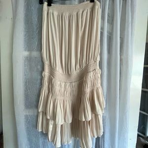 Cream Pleated Dress